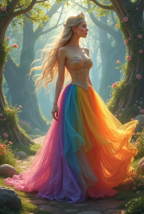 Rainbow beautiful princess dress 