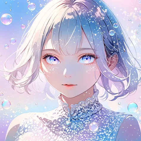  beautiful women,  portrait,  shading effect ,  gradient magic effect , Glitter Effect, soap bubble effect ,  Foggy Filter Effects, ( Ultra Detailed,  Extremely clear resolution ,  top quality :1.3), 2.5D,  delicate and dynamic ,  artistic photo ,  surreal...