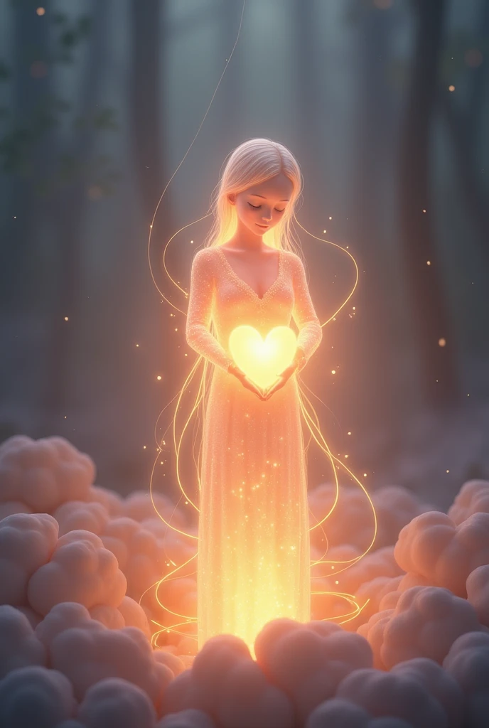 The light in the hearts of others  :  A symbolic representation of soft light emanating from one person to others,  evoking shared kindness and love .