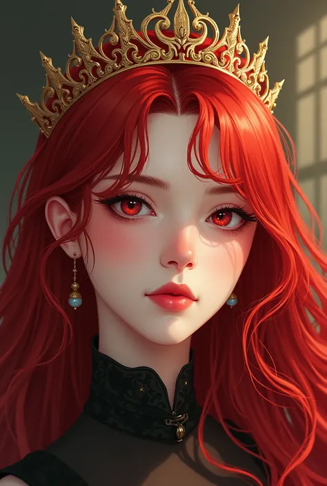 anime - style image of a woman with red hair and a crown, a detailed painting inspired by Victor Mosquera, pixiv contest winner, gothic art, anime art nouveau, korean art nouveau anime, ethereal anime, digital art on pixiv, detailed digital anime art, anim...