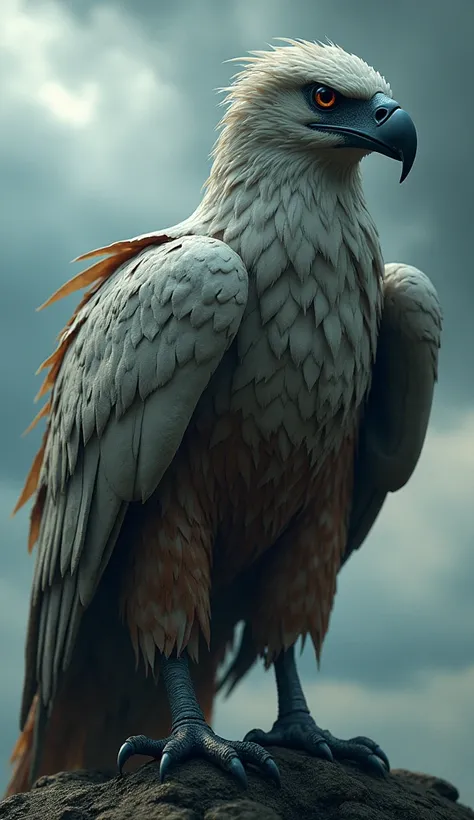 "Create a surreal and dangerous hybrid creature combining an eraser and an eagle. The body should feature the sleek, powerful form of an eagle with sharp talons and wings, while incorporating eraser-like textures, with parts of the body appearing smooth an...