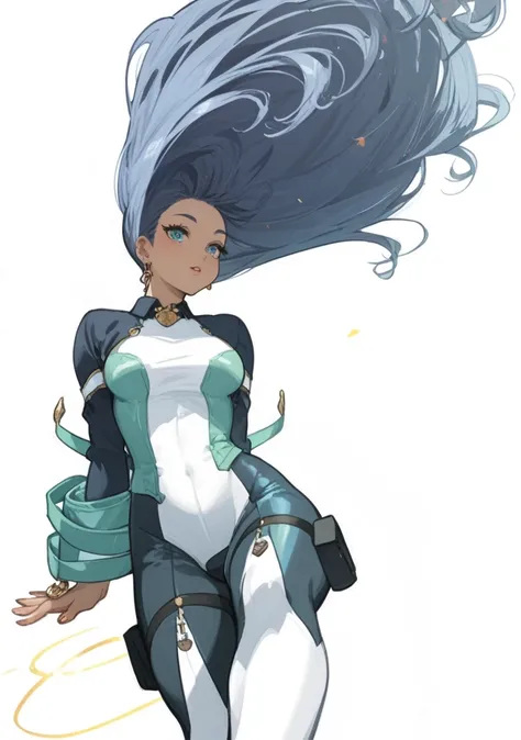 This artwork portrays a anime-style character, likely the same Ena Agawa from the previous image, depicted in a more casual or school-themed setting. Heres a detailed description:
1. Character Design:
The character features the same teal-blue hair, long an...