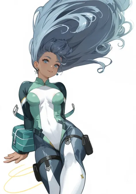 This artwork portrays a anime-style character, likely the same Ena Agawa from the previous image, depicted in a more casual or school-themed setting. Heres a detailed description:
1. Character Design:
The character features the same teal-blue hair, long an...