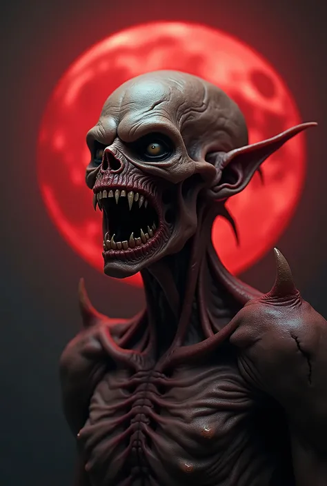 UHD, accurate, masterpiece, anatomically correct, textured skin, super detail, high details, high quality,  background of the blood moon, digital art, horror