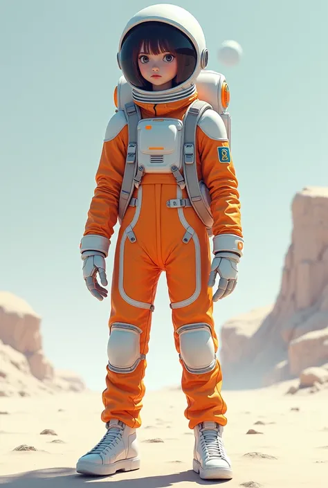 Create a teenager in an astronaut suit who has a broken leg. With the lighter suit