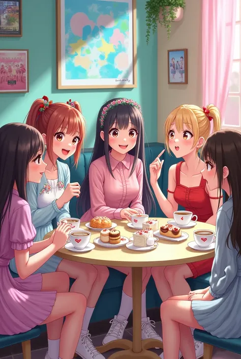 5 girls K-pop tea party time 