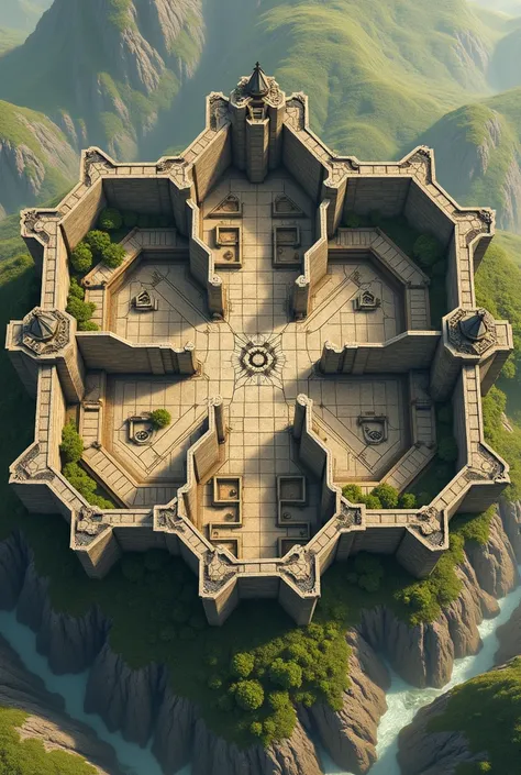 A blueprint of hexagonal fort with self sufficient resources 