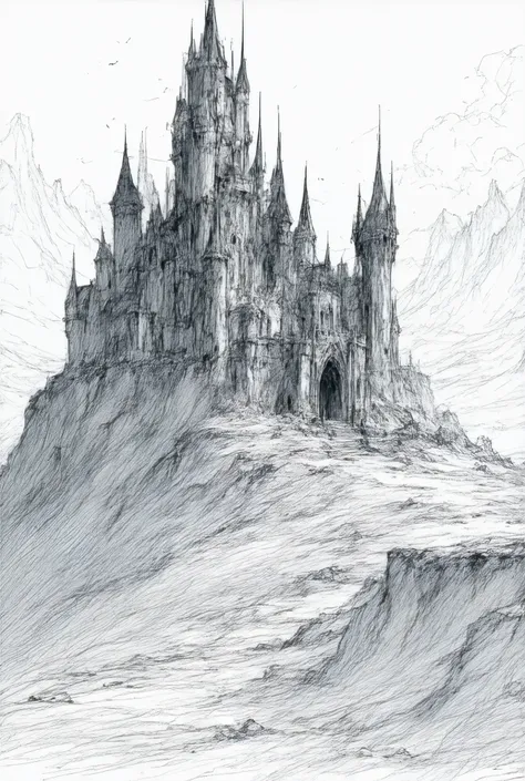  Line Art　Castle　Western　 fantasy　Incitement　Pen drawing　 drawing　Black and White　