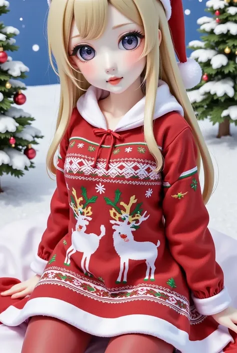 artist: wlop,artist:chen_bin,[[artist:ke-ta]], artist: hitenkei,[[artist: sheya]],good work, (best quality), illustration, depth of field, (color),masterpiece,best quality,petite,cute,loli, (scenery, volumetric lighting), Christmas sweater,Christmas, dress...