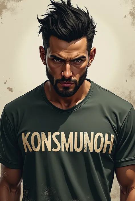 Create a man with the name konsmunoh written on his shirt