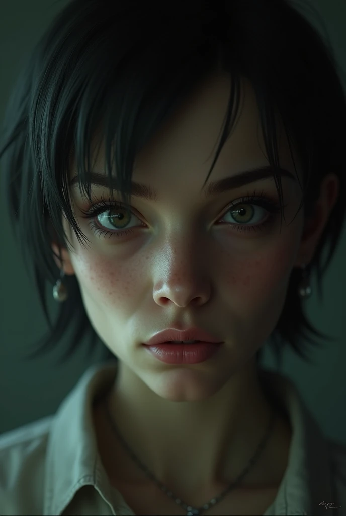 " I hated looking in that mirror but I did.  I saw depression and defeat .  Some dark bags under my eyes .
Cowardly eyes ,  the eyes of a rodent caught by a cat "

  cgsociety contest winner, artstation quality intense gaze, expressive eyes, ultra-realisti...