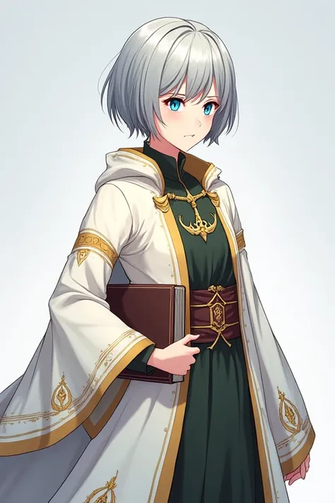 anime
Gender :  female

Age : 22 years old

Appearance :

 short hair with silver hair 、 features blue eyes 。

 slender figure that creates an intellectual atmosphere 。

 wears a light robe based on white and gold、 makes you feel dignified as a mage 。

 al...