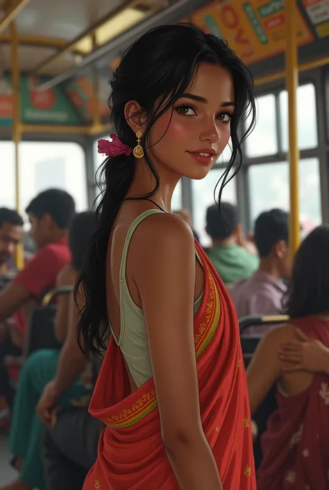 Indian girl sleeveless armpit in bus