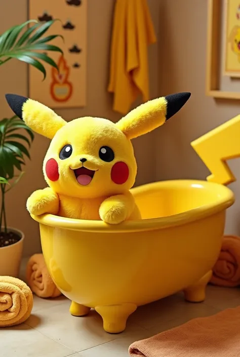 a bathtub based on pikachu pokemon style