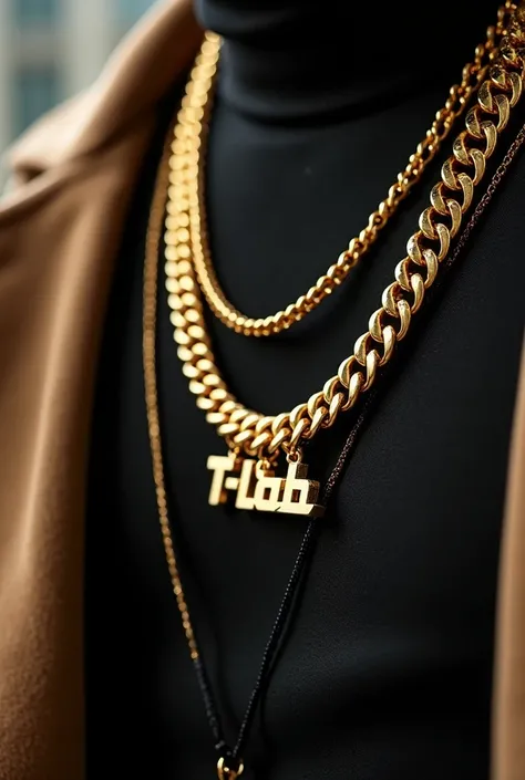 Gold chain with the name t-loB 