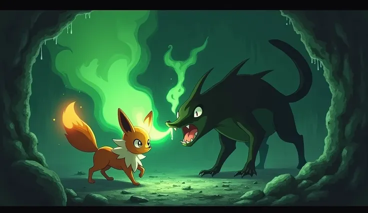 Fennekin found himself lost in a dark, eerie cave, his flames flickering nervously as he searched for an exit. Suddenly, he stumbled upon a peculiar creature - a ferret unlike any he had ever seen before. The ferret emitted a noxious green gas that made Fe...