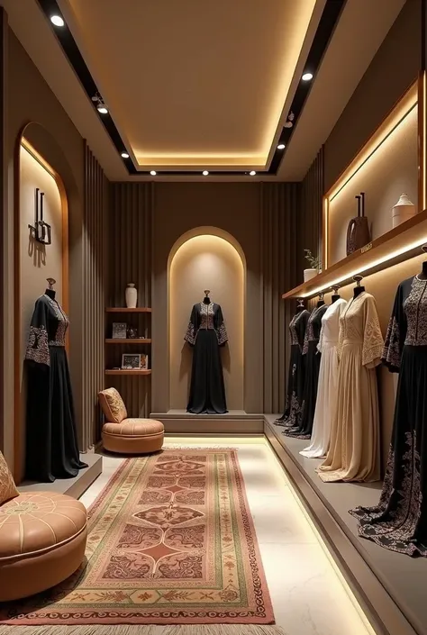 Simple Interior design for Abaya wholesale shop 20 x 20 sq ft 