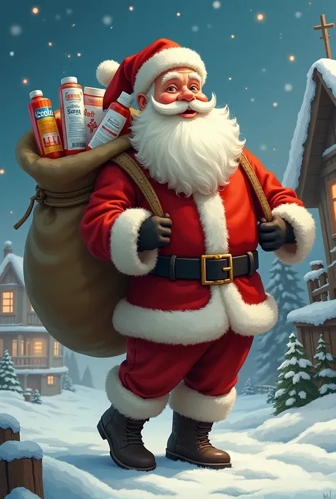 Santa Claus carrying medicine