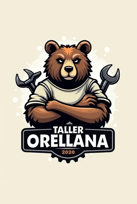 I want this logo not to say 2020 and to have two fire motorcycles, one on each side of the bear.