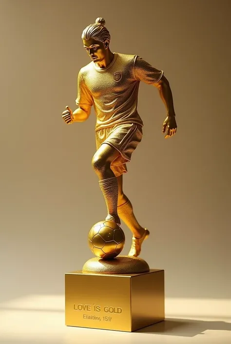 Create a soccer prize , That it is of a rare design and that it is gold 