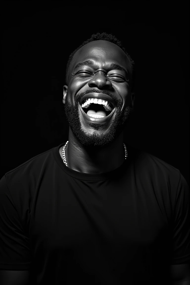 Kevin Hart, laughing, (black photo)