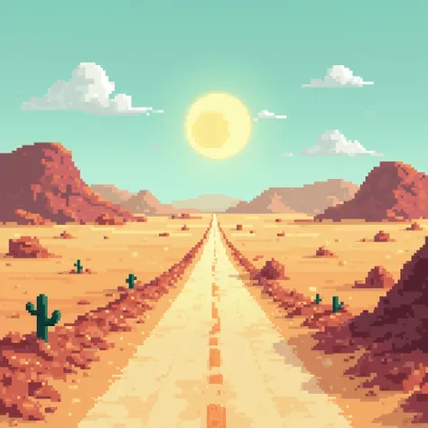 16-bit desert road without people 