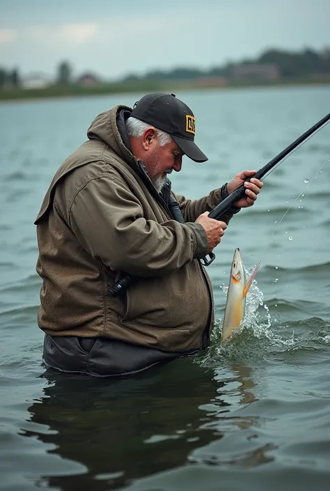 Fat fisherman masturbates to take off fish 