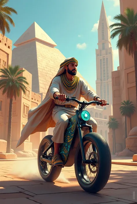 Picture of an Egyptian riding an electric bike