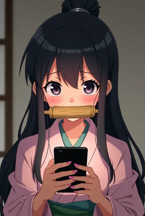 Nezuko looking at phone 