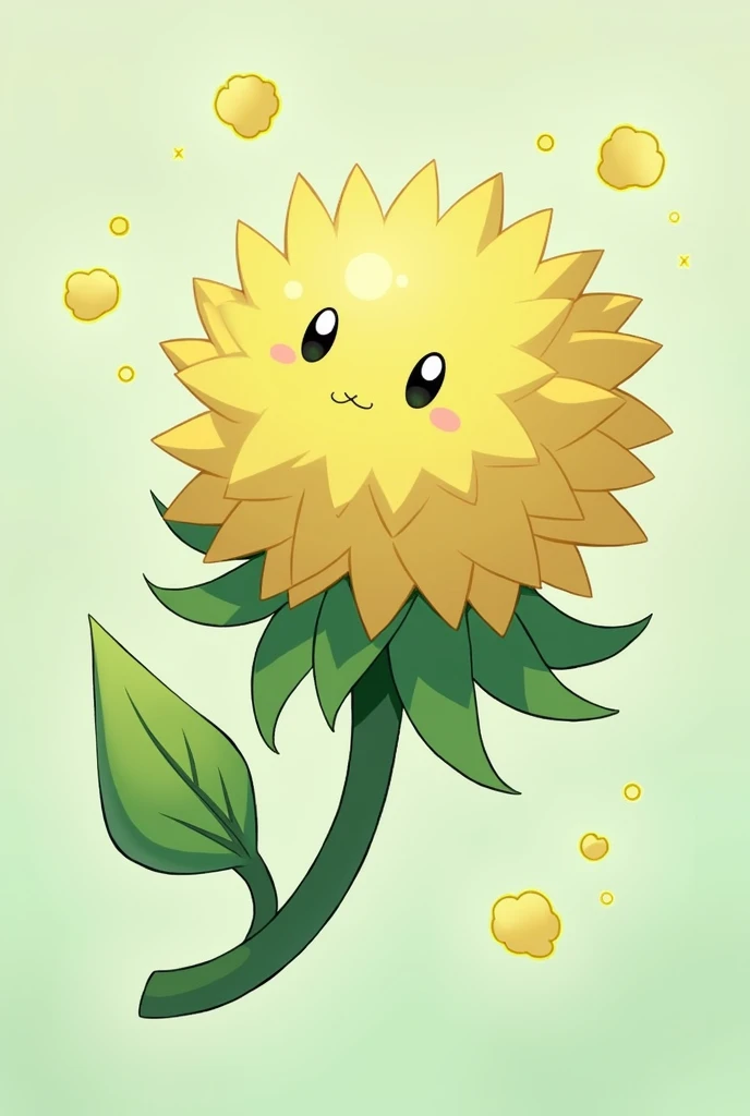 The evolution pokemon of bloskitt named Dandelon. He is a grass and fairy type. Dandelon evolves into a larger, more elegant Pokémon with a shape resembling a dandelion gone to seed. Its body is now more flower-like, with wispy petals floating around it, a...