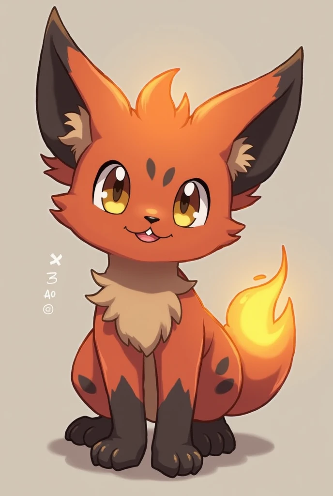 Make me a fire type pokemon called cindermynx. Cindermynx is a small, lynx-like Pokémon about the size of a housecat. Its fur is reddish-orange, with gray spots that look like singed ash marks. Its ears are tufted with flickering flame-like fur tips, and i...