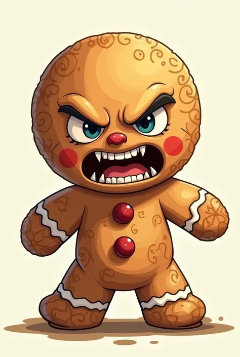 drawing of an angry gingerbread man