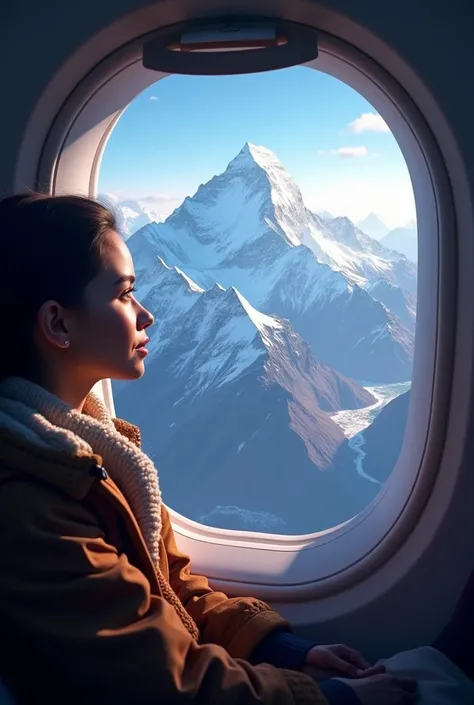 Plane window seat while travelling with mounth everest view