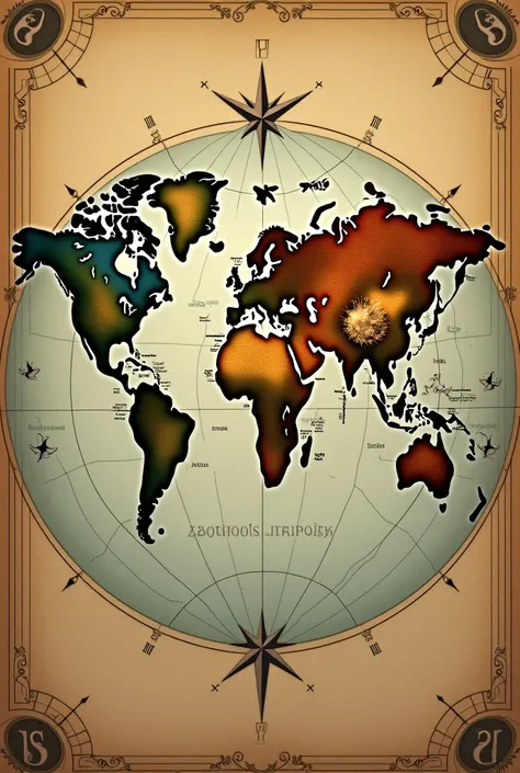 Create a beautiful esthetic image a world map as if someone wants to travel every country and a virgo horoscope sign