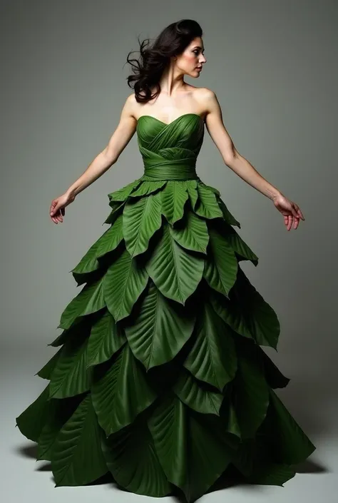 ChatGPT

You said:
The image shows a Messi wearing a long, flowing gown made of green leaves. The dress is strapless and has a sweetheart neckline. The skirt of the dress is made up of multiple layers of leaves, creating a cascading effect. The woman is st...