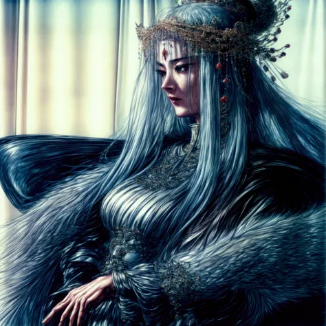 (best quality,4k,8k,highres,masterpiece:1.2),ultra-detailed, Chinese goddess Nüwa, Maternal, strong supportive, drawn in the style of Yoshitaka Amano, HDR, 8k, absurdres, cinestill 800, sharp focus, (solo, woman) ((Masterpiece, best quality)) (Photo Realis...