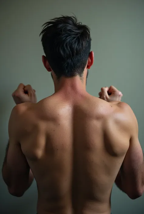 A guy look so angry and mad from his back and close up picture