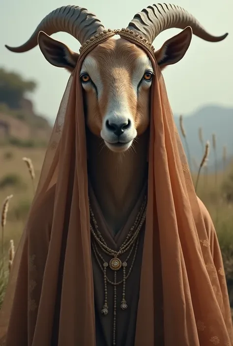 Goat with veil like muslim woman
