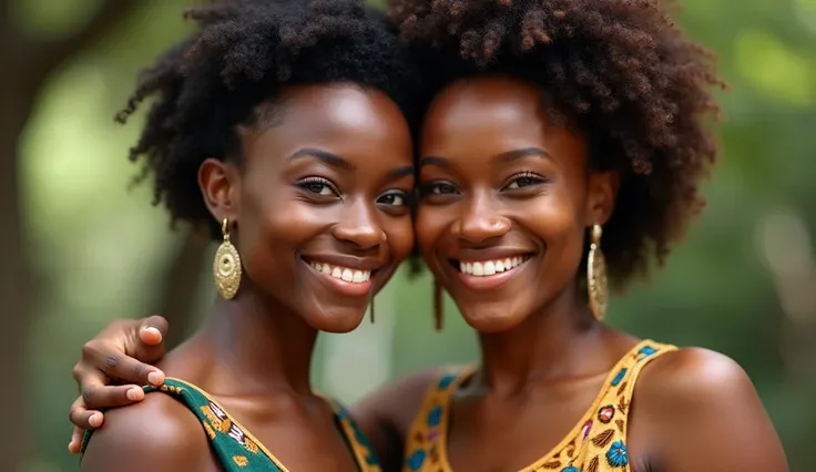 Deux jeunes filles africaine de 19 ans sur une photo tenue à la main.