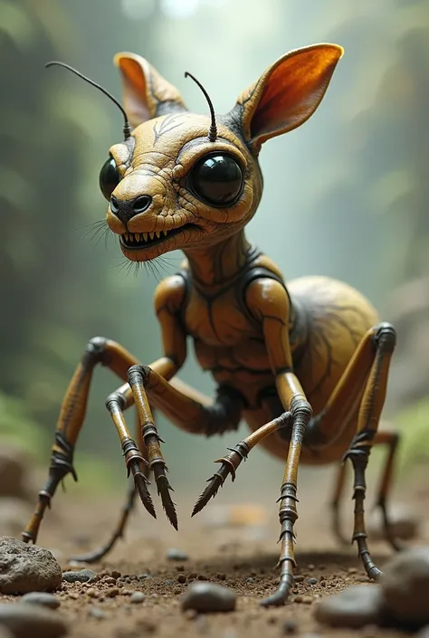 Ant with the face of a kangaroo cartoon 