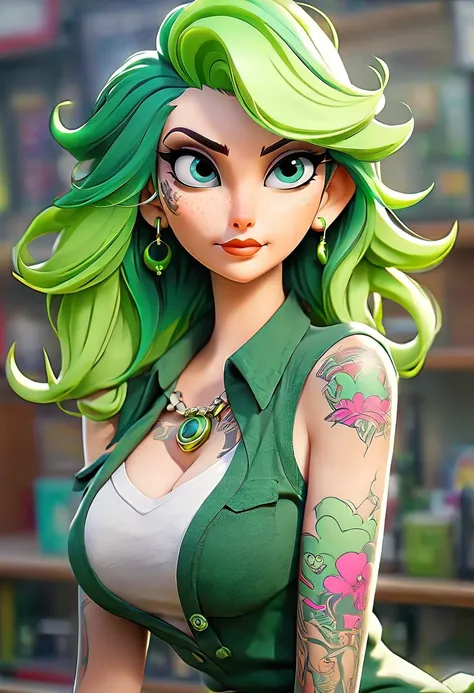 Female,green hair,milf,