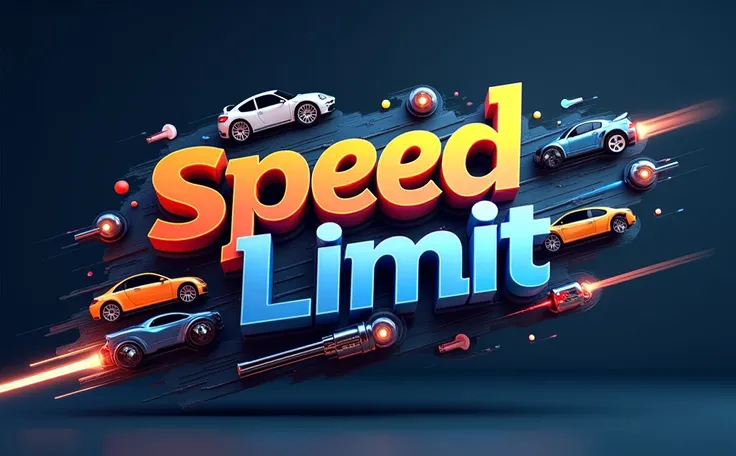 i need word "Speed Limit Team" with background color hex #0b141e i need it motor and car 3d