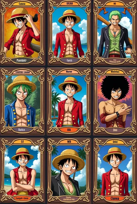 You can make me the cards with the characters from One Piece but with the original numbers of One 