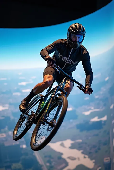 . Users become protagonists of each sport .

By interacting with , , interactive ramps and immersive spaces ,  experiences the feeling of being a pilot , , a professional cyclist or paratrooper ,  simulators with real-time feedback . 
 These activities are...