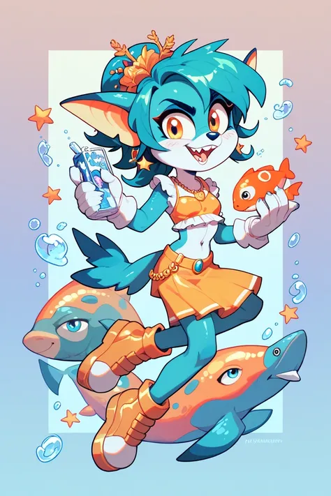 Female furry teenager gold fish fluffysonicxl style