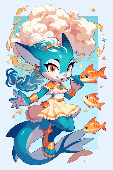 Female furry teenager gold fish fluffysonicxl style