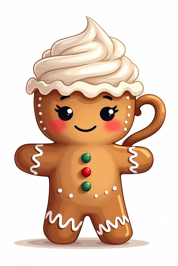  on white background. Cartoon style hand-drawn .  rens illustration .  Christmas gingerbread in the form of a cup. 