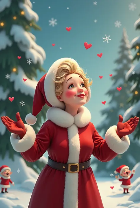 Mother Claus giving kisses to the air