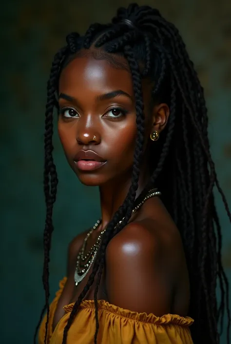 attractive Rastaman latin girl with dark background