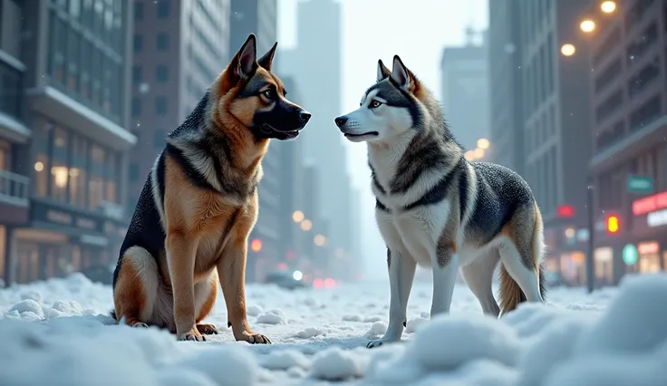 german shepherd dog and husky 🌆🌨🌨🌨🌆🌇